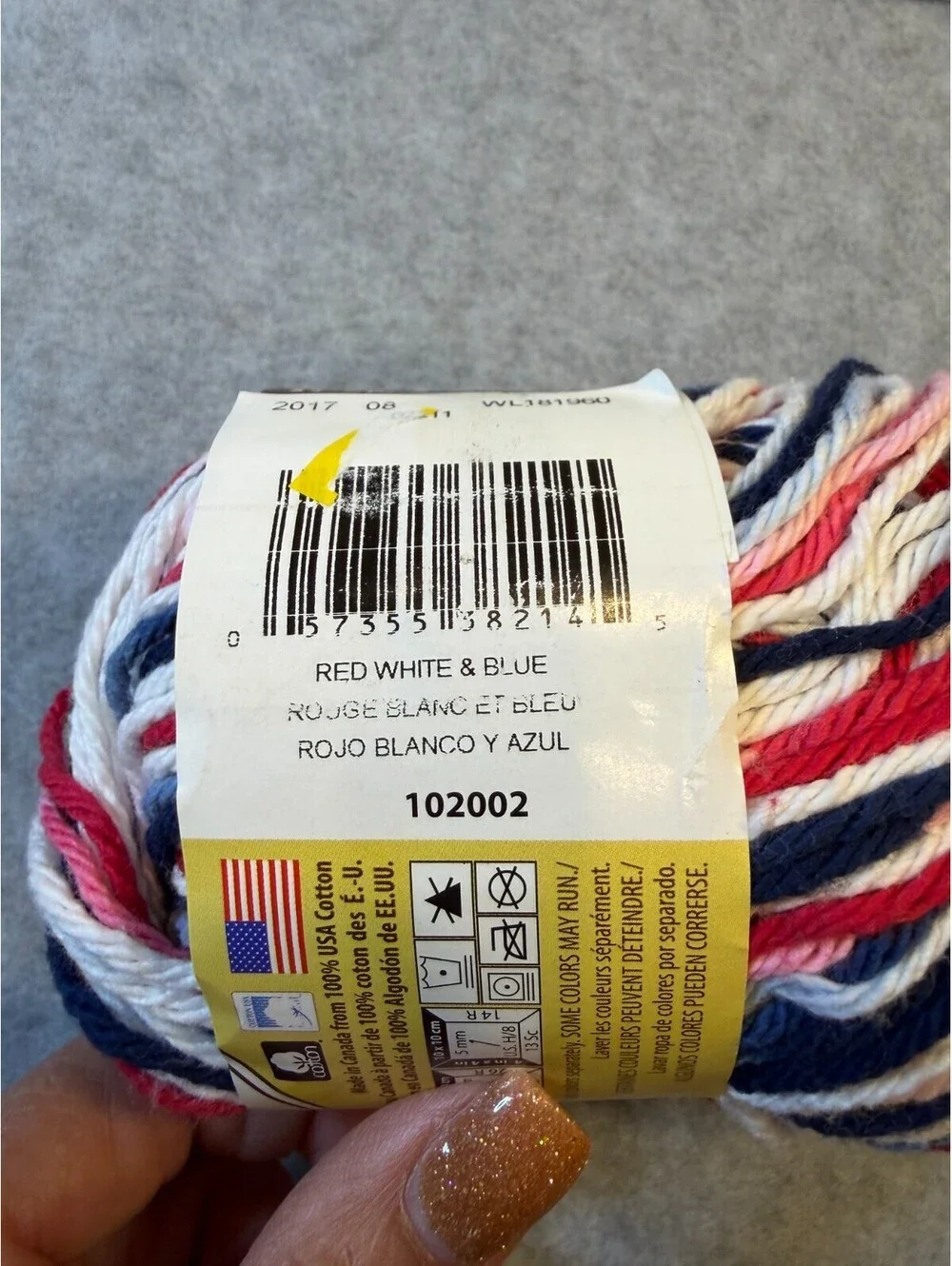 Lily Sugar 'n Cream 100% Cotton Yarn Red White Blue New